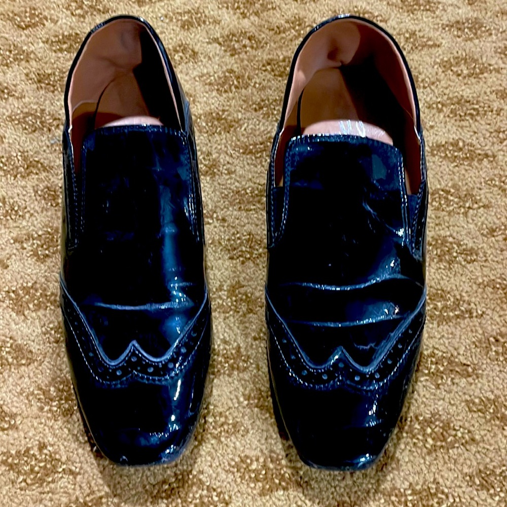 Black patent loafers